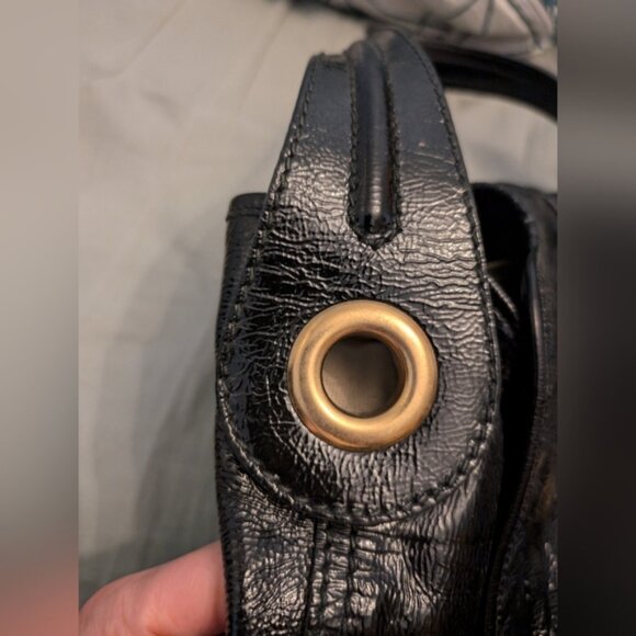 YSL Rive Gauche Capri Patent Leather Black Bucket Bag - Picture 7 of 16